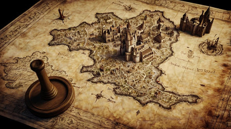 Castle on the map of Europe with gavel. 3d renderingの写真素材