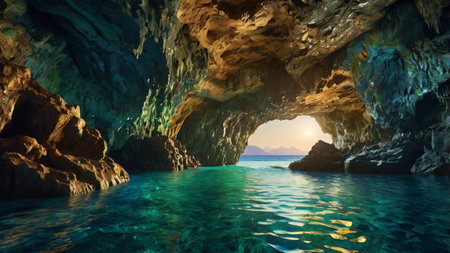 Cave on the coast of the Adriatic Sea in Croatiaの写真素材