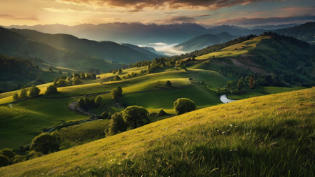 Beautiful summer landscape in the Carpathian mountains. Ukraine, Europe.の写真素材