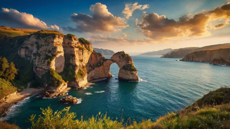 Panoramic view of the Ponta de Sao Lourenco, Portugalの写真素材