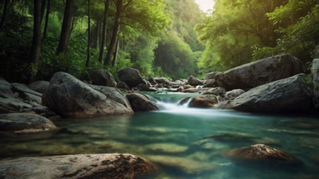 Waterfall in the forest, Waterfall in the forest, Thailandの写真素材