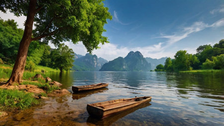 Panoramic view of Vang Vieng, Laos, Asia
