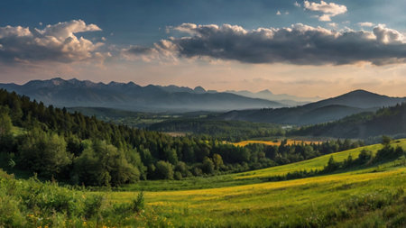 Beautiful summer landscape in the Carpathian Mountains, Ukraine.の写真素材