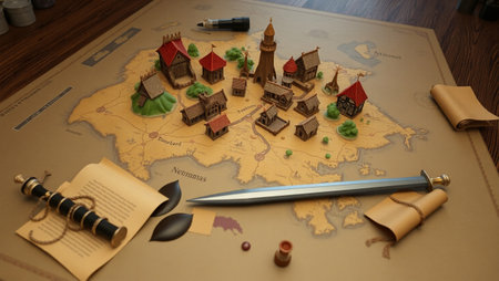 Wooden toy castle on the map of the world. Travel concept