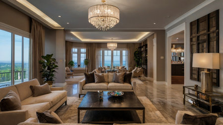 Luxury living room in a luxury house. Northwest, USAの写真素材