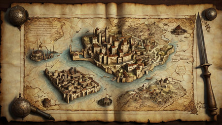Old map of the city of Antalya, Turkey. 3D renderingの写真素材