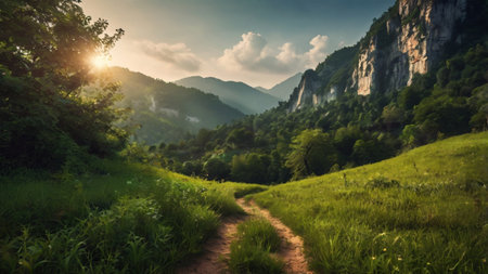 Beautiful summer landscape in the mountains. Ukraine, Europe. Beauty world.の写真素材