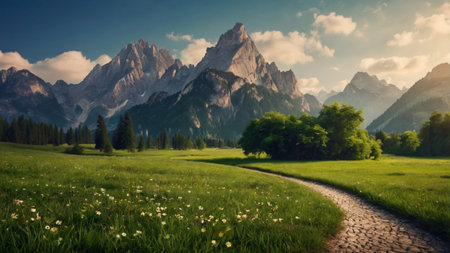 Beautiful summer landscape in Dolomites, Italy. Panoramaの写真素材
