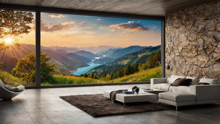 Modern bright interiors apartment 3D rendering computer generated image not photosの写真素材