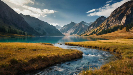 Mountain lake in the Altai mountains. Siberia, Russia.の写真素材