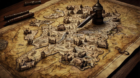 Antique map of the world. Retro style toned image.