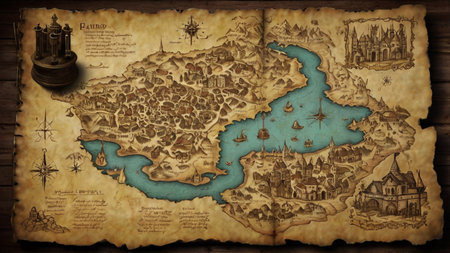 Old map of the European continent on a wooden background. Vintage style.