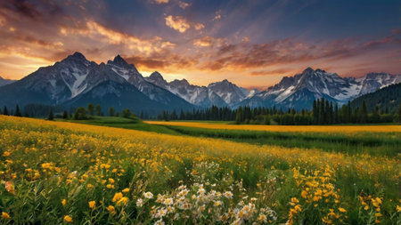 Sunset over Grand Teton National Park, Wyoming, USA.