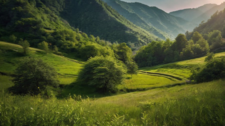 Beautiful summer landscape in the Carpathian mountains, Ukraine.の写真素材