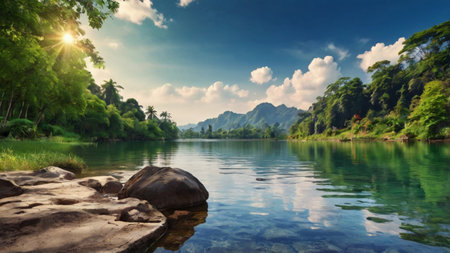 Panoramic view of Ratchaprapha Dam, Khao Sok National Park, Thailand