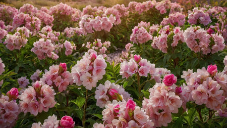Rhododendron flowers bloom in the spring in the gardenの写真素材