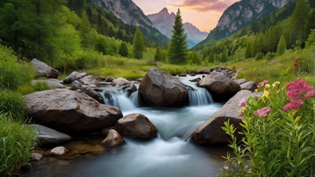 mountain river in the italian alps. beautiful nature landscape