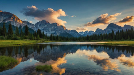 Panoramic view of Grand Teton National Park, Wyoming, USAの写真素材