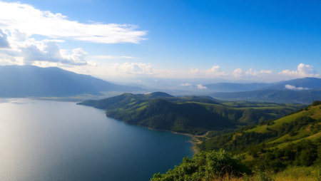 Lake Baikal, Siberia, Russia. View from the top of the mountainの写真素材