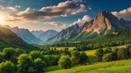 Beautiful summer landscape in the mountains. Landscape with mountains.