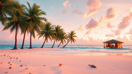 beautiful beach and tropical sea at sunset time - nature vacation backgroundの写真素材
