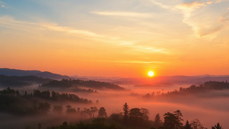 Sunrise in the morning at Phu Kradueng National Park, Loei, Thailandの写真素材
