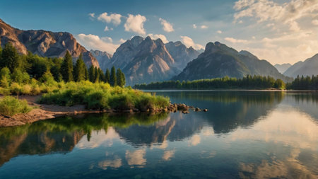 Beautiful mountain lake in the Altai mountains. Siberia, Russiaの写真素材