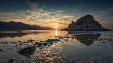 Sunset on the coastの写真素材