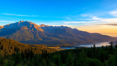 Sunset at Lake Louise, Banff National Park, Alberta, Canadaの写真素材