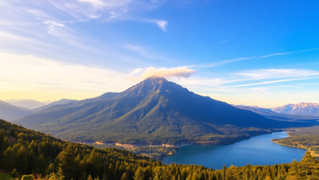 Panoramic view of a mountain, Washington, USA.の写真素材