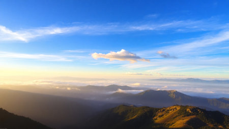 Clouds in the morning at Doi Inthanon National Park, Chiang Mai, Thailandの写真素材