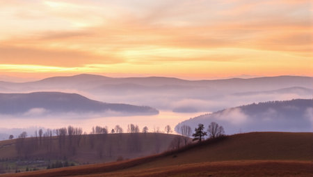Sunrise in the Carpathian mountains. Ukraine, Europe.の写真素材