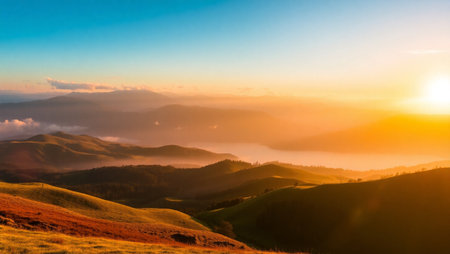 Sunrise in the Carpathian mountains. Ukraine, Europe.