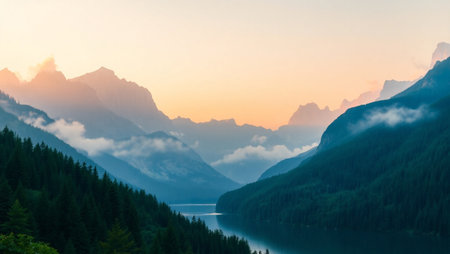 Sunrise over Lake Louise in Banff National Park, Alberta, Canada