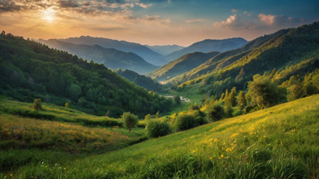 Beautiful summer landscape in the Carpathian Mountains, Ukraine.