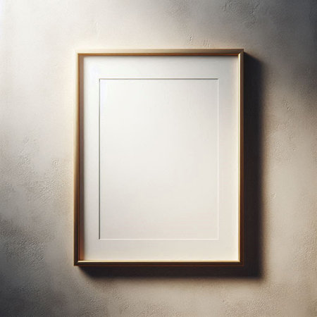 blank picture frame hanging on the wall, mockup for your design