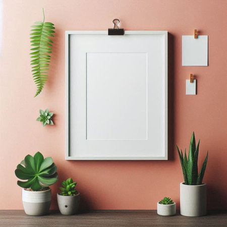 Mock up poster frame in modern interior background, 3d render