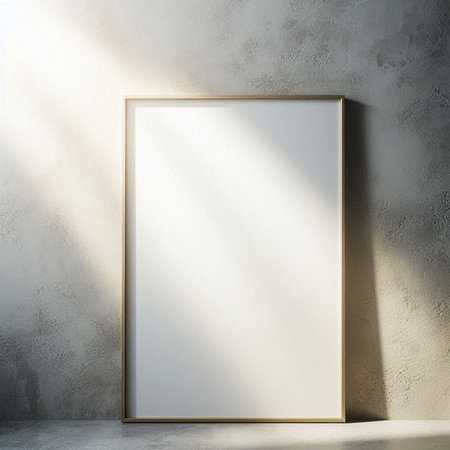 Blank picture frame on concrete wall. Mock up, 3D Rendering
