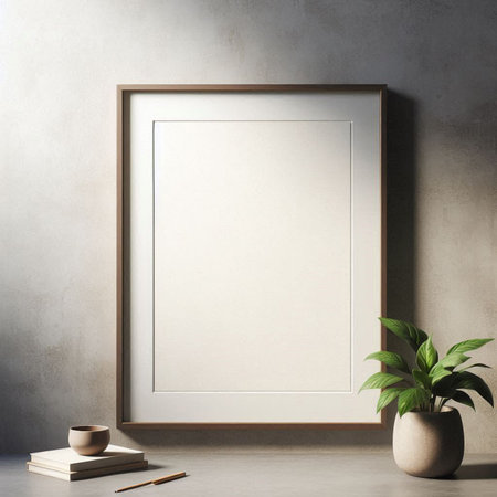 Mock up poster frame in modern interior background, 3d render