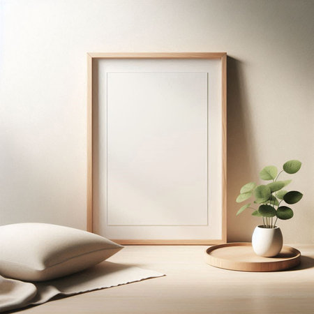 Mock up poster frame in interior background, 3d render illustration