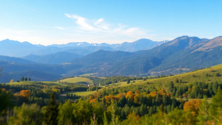 panoramic view of the alps and meadows in autumn