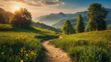 Beautiful summer landscape in the Carpathian Mountains, Ukraine.の写真素材