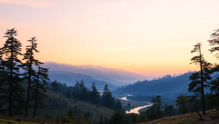 Sunset in the mountains. Beautiful landscape in the Carpathians.の写真素材