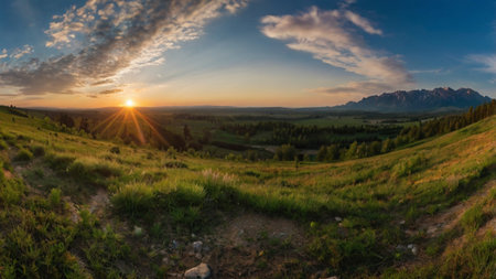 Panoramic view of the Tatra Mountains in summer, Polandの写真素材