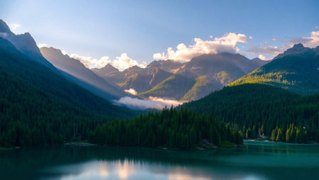 Mountain lake in the morning light, Banff National Park, Alberta, Canada