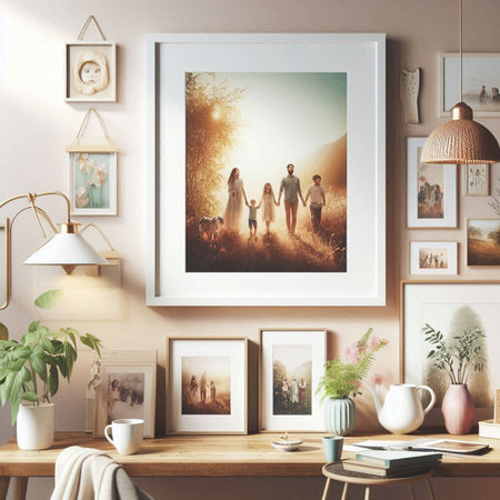 Mock up poster frame in scandinavian interior. 3d render