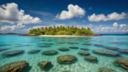 Beautiful beach at Seychelles, Praslin islandの写真素材