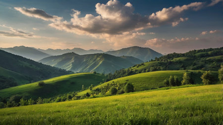 Beautiful summer landscape in the Carpathian Mountains, Ukraine.の写真素材