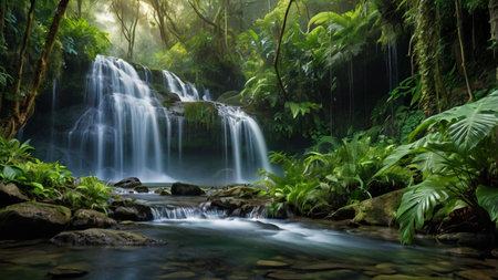 Waterfall in the rainforest at Doi Inthanon National Park, Thailand