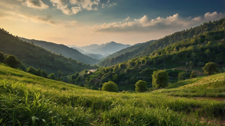 Beautiful summer landscape in the mountains.